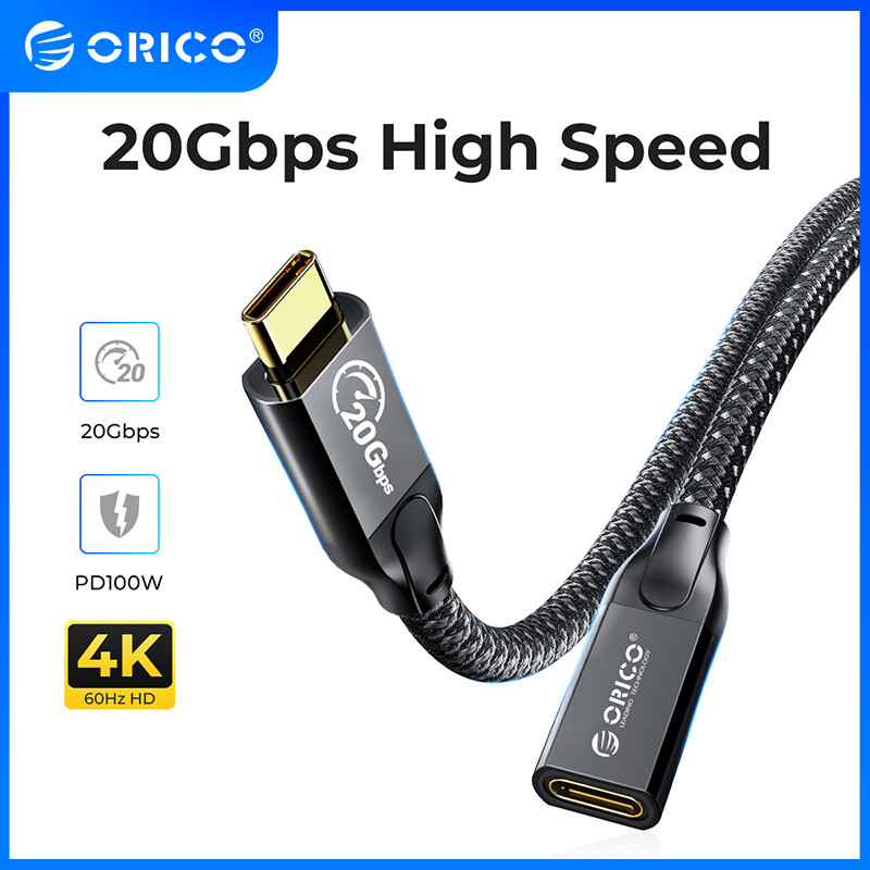 Loại c cáp mở rộng orico 20gbps truyền dữ liệu usb c 100w nhanh sạc cáp máy tính xách tay hd 4k 60hz bện loại c cord nam đến nam nữ 0.5/1/2m