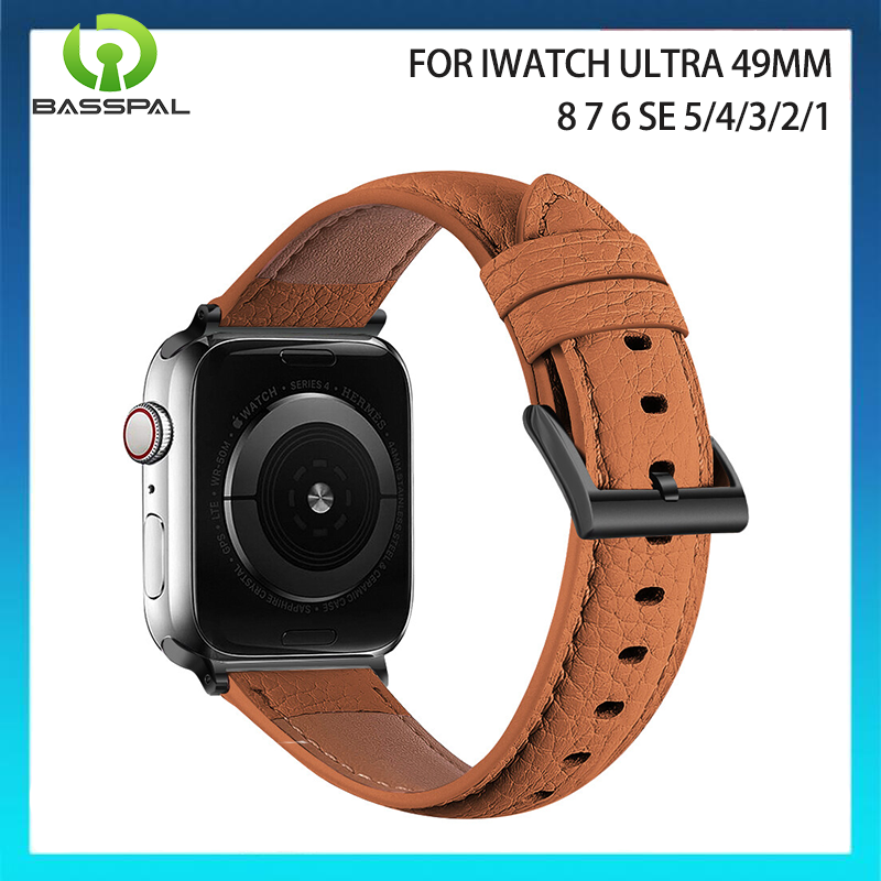 Dây da chính hãng cho đồng hồ Apple siêu 49mm 38mm 40mm 42mm 44mm hoa văn sần dây đeo cổ tay cho i Watch Series 8 7 SE 6 5 4 3 2 1