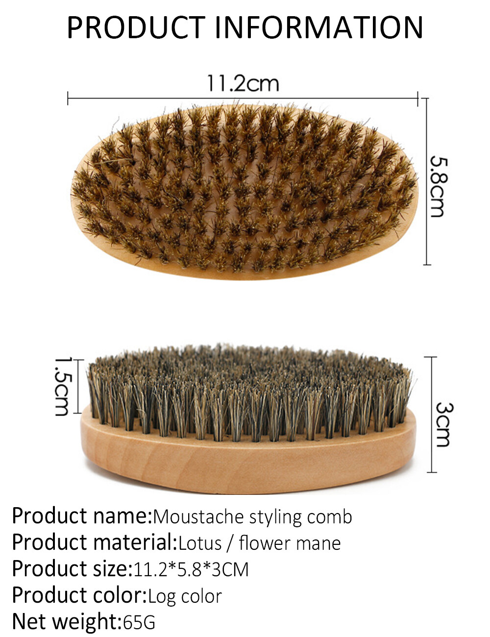 Bàn Chải Râu Gỗ Lông Heo Rừng Mềm Tự Nhiên Bộ Lược Chải Râu, Dụng Cụ Cạo Râu Thợ Làm Tóc Cho Nam, Bộ Lược Chải Ria Mép Có Túi