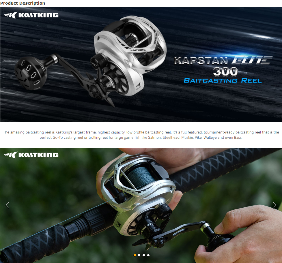KastKing Kapstan Elite Size 300 Baitcasting Fishing Reel, Low Profile Baitcasters, Large Capacity Casting Reel