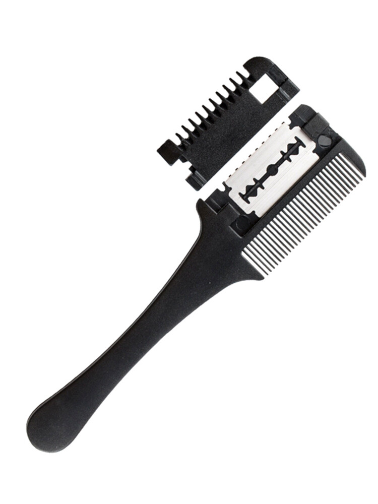 Lược Cạo Râu, Lược Cắt Tóc Tỉa Thưa Hai Mặt Tông Đơ Có Lưỡi Dao, Dụng Cụ Tự Làm