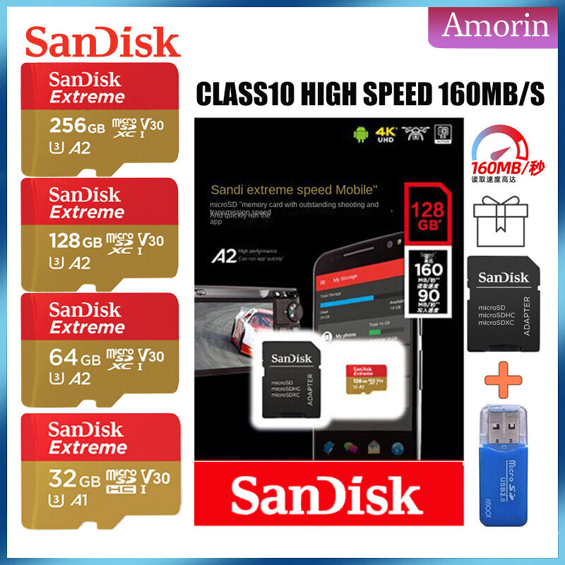 Sandisk thẻ nhớ micro sd thẻ nhớ sdhc thẻ tf sdxc max 160 mét/giây uitra c10 thẻ nhớ micro sd 16gb 32gb 64gb 128gb