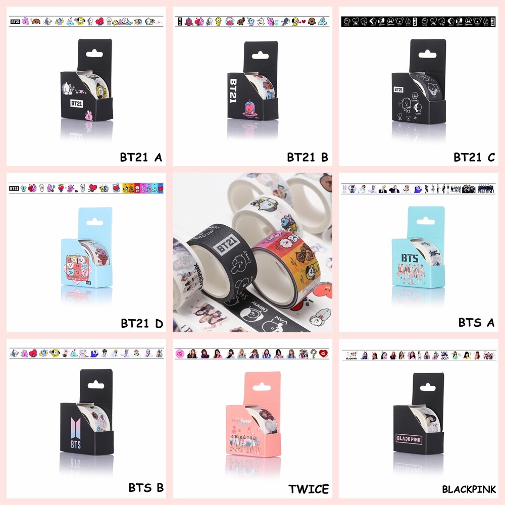 1 Băng Dính BTS BT21 5M Giấy Miếng Dán Sổ Lưu Niệm Miếng Dán Giấy Nhật Ký Làm Sổ Lưu Niệm Tự Làm TWICE Blackpink
