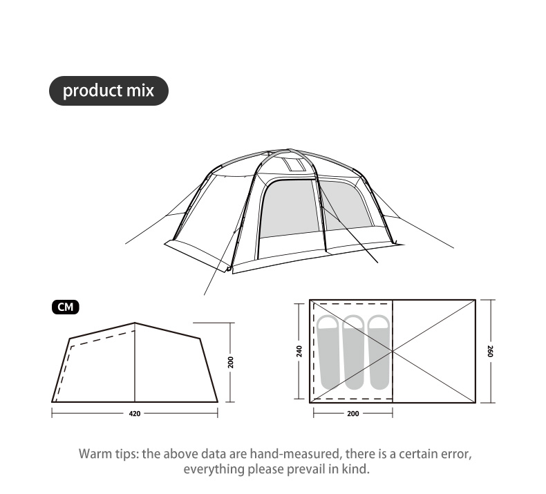 Naturehike outdoor camping dune 10.9 tent one bedroom one living room large space 4-6 person family tent · v35