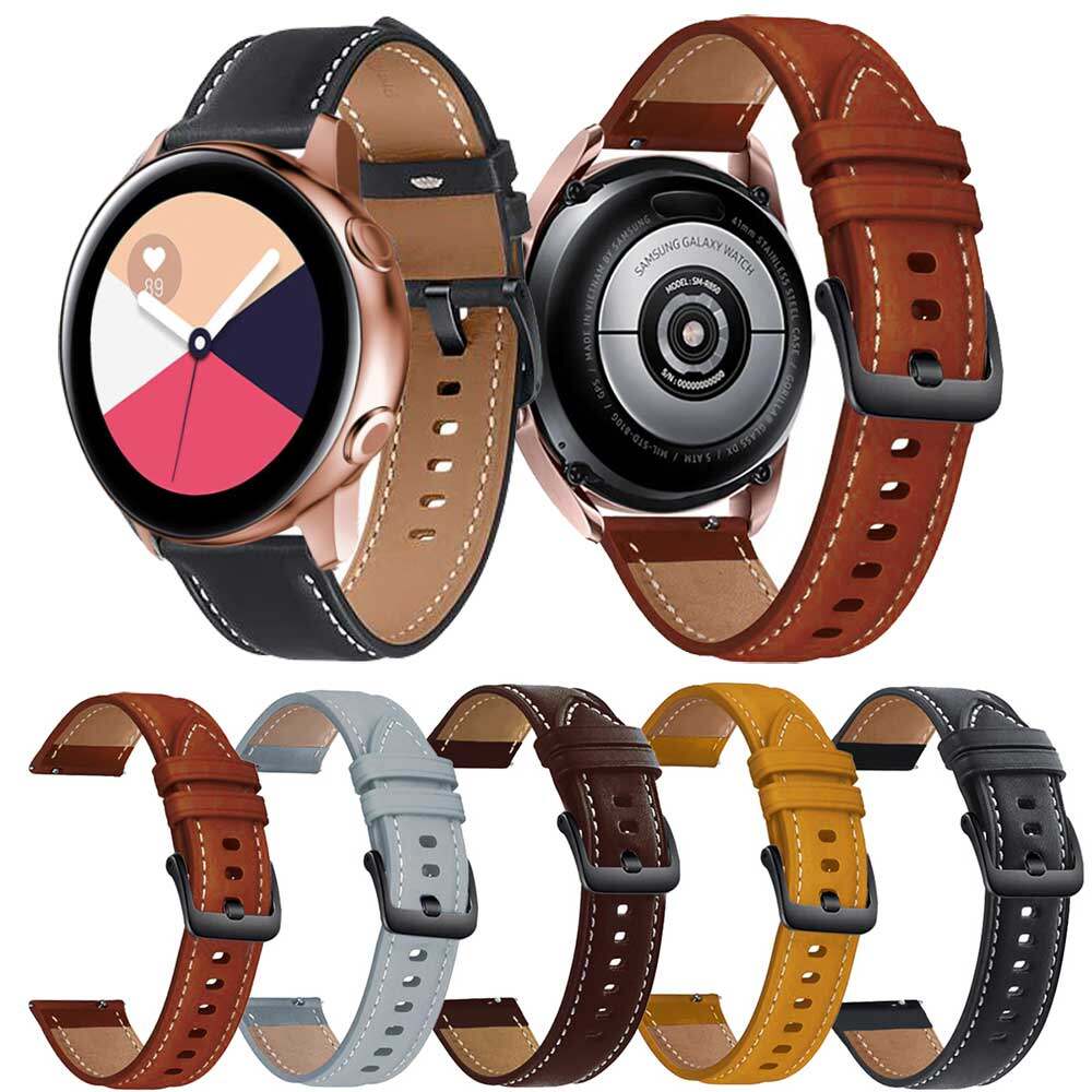Dây đeo bằng da 20mm cho samsung galaxy watch active 2 dây đeo đồng hồ 40 44mm dây đeo thay thế cho galaxy watch3 dây đeo 41mm