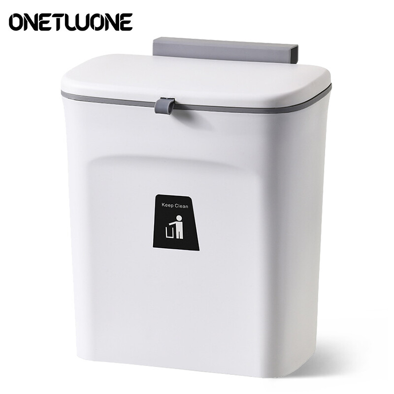 Onetwone Cabinet wall mounted trash can Kitchen space saving hanging Garbage Bins Detachable Waste Bins Kitchen cupboard Recycling Bins Garbage Bins with lid 9L ราคา 234 บาท*ส่งฟรี