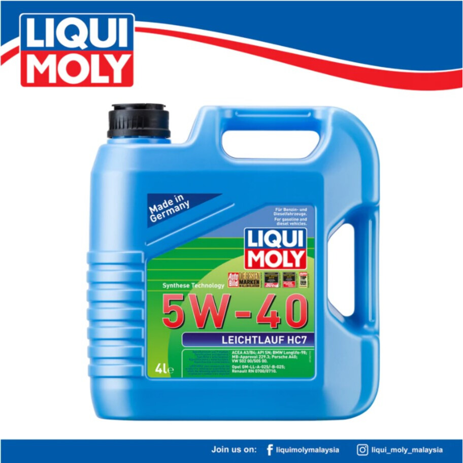 Liqui Moly 5w40 Leichtlauf HC7 4L Fully Synthetic Engine Oil Minyak Hitam Enjin Kereta car BMW MERCEDES BENZ.