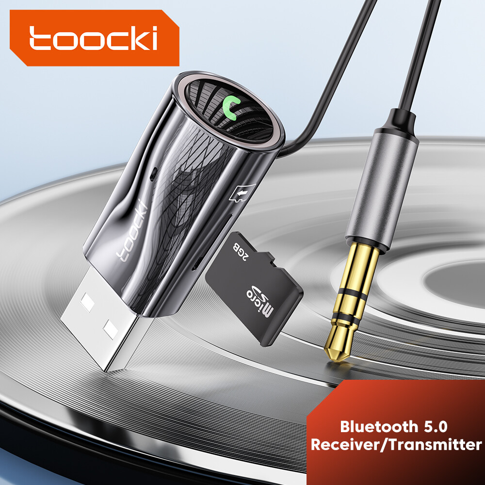 Toocki Bluetooth 5.0 Thiết bị thu nhận âm thanh không dây Bluetooth cho ô tô AUX Adapter USB Để 3.5Mm Loa Handfree Bộ phụ kiện xe ô tô máy phát âm thanh