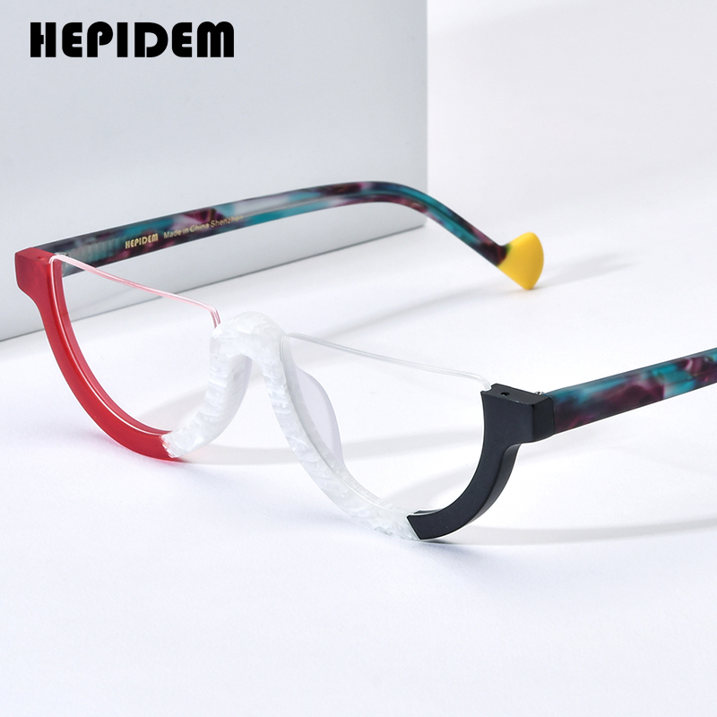 HEPIDEM Acetate kính quang học khung cổ điển cho nam Bán Cầu kính mắt 2024 phụ nữ mới bán không có vành quang học kính Eyewear h9361