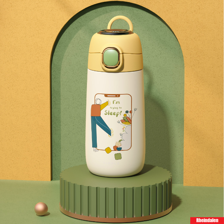 Gambar 304 stainless steel smart vacuum flask mini portable student warm water cup children cartoon pot belly cup