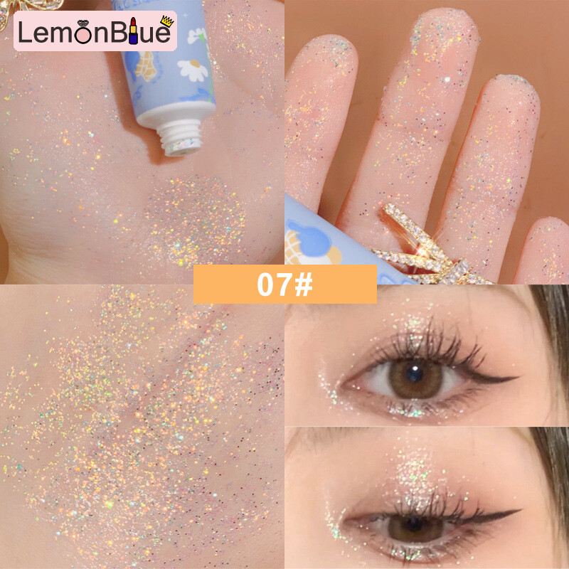 Gambar LemonBlue Liquid Glitter Eyeshadow Long Lasting Shining Shimmer Makeup Tool for Party Long Lasting Shining Long Lasting Shining Shimmer Makeup Tool Liquid Glitter Eyeshadow for Party Festival Makeup