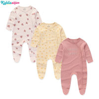 Kiddiezoom 3 Pieces Baby Romper Long Sleeve Newborn Clothing 100% Cotton 0-12 Months Newborn Baby Set