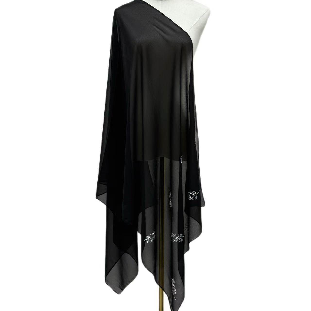 Jifang dập Đá ThủY Tinh bạc lá Chiffon cát đồng bằng Khăn choàng Pashmina khăn choàng đầu khăn trùm đầu hijab hồi giáo khăn choàng qt24