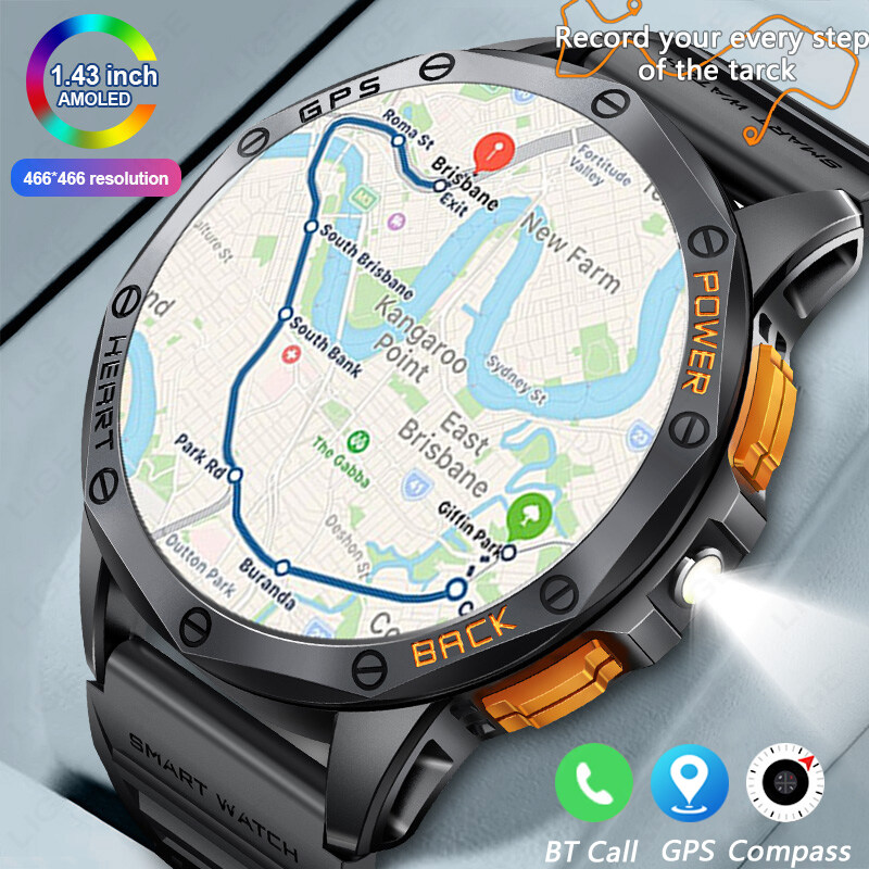LIGE GPS Smart Watch Men Full Touch Screen Outdoor Sports Fitness Bracelet Heart Rate Clock IP68 Waterproof Smart Watch Android IOS+ Box ราคา 1,499 บาท*ส่งฟรี