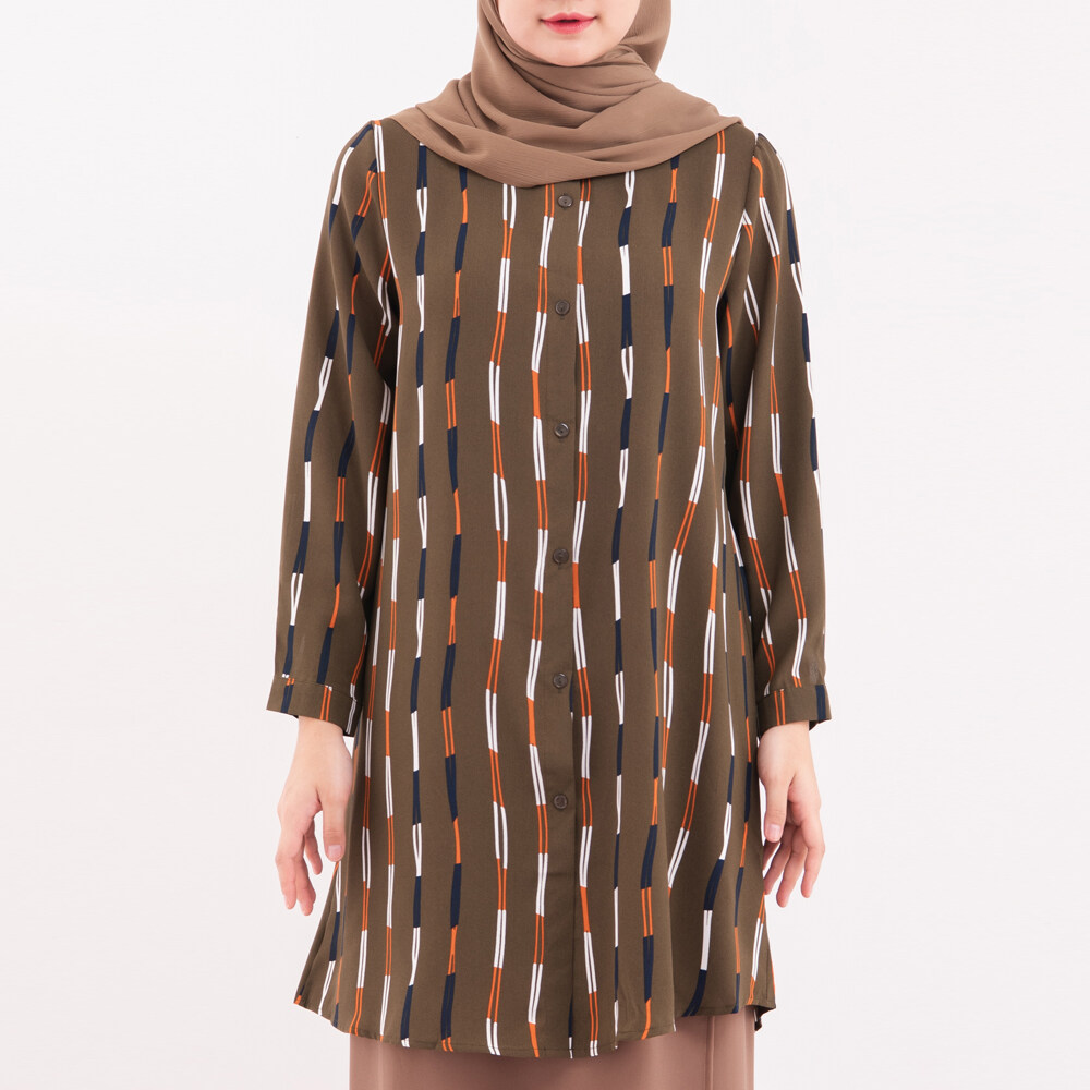 JEMIMA Front Button Pleated Tunic Shirt Tunik Kemeja Wanita Butang Depan Lengan Panjang Ready Stock W1658-5-6-7