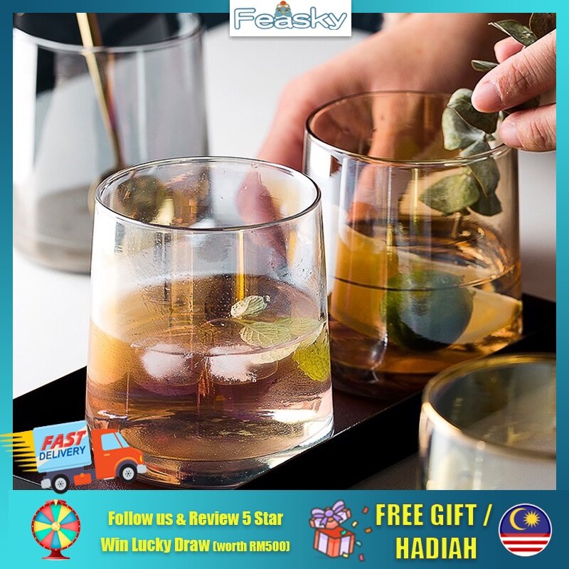 Gambar Ins Whisky Mug Cup Beer Glass Borosilicate Home Coffee Drink Juice Milk Cocktail Crystal Bar Drinkware Clear Mug