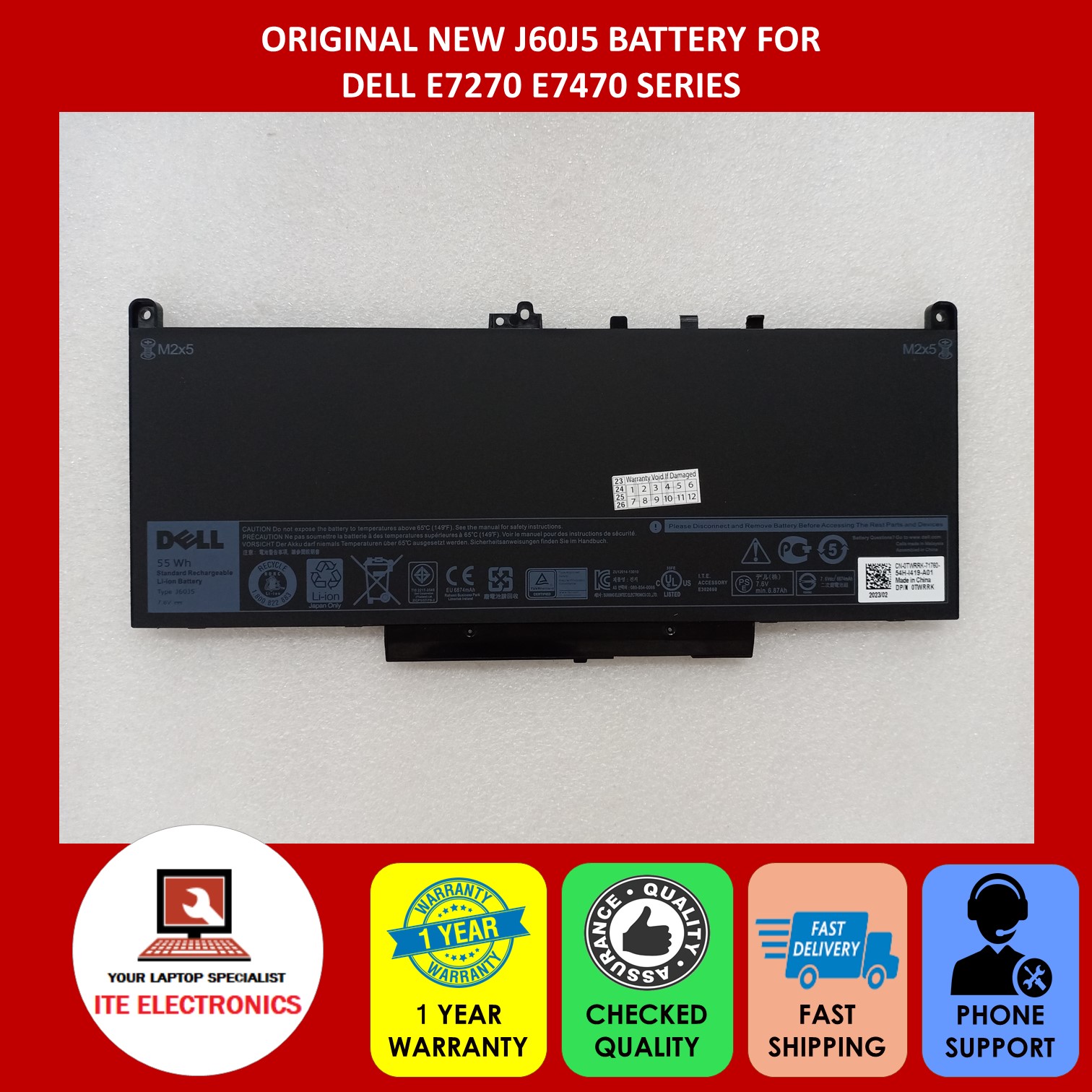 Câble De Batterie Pour Dell Latitude E7470/E7270 - Référence 049W6G/DC020029500, Neuf Sous Blister