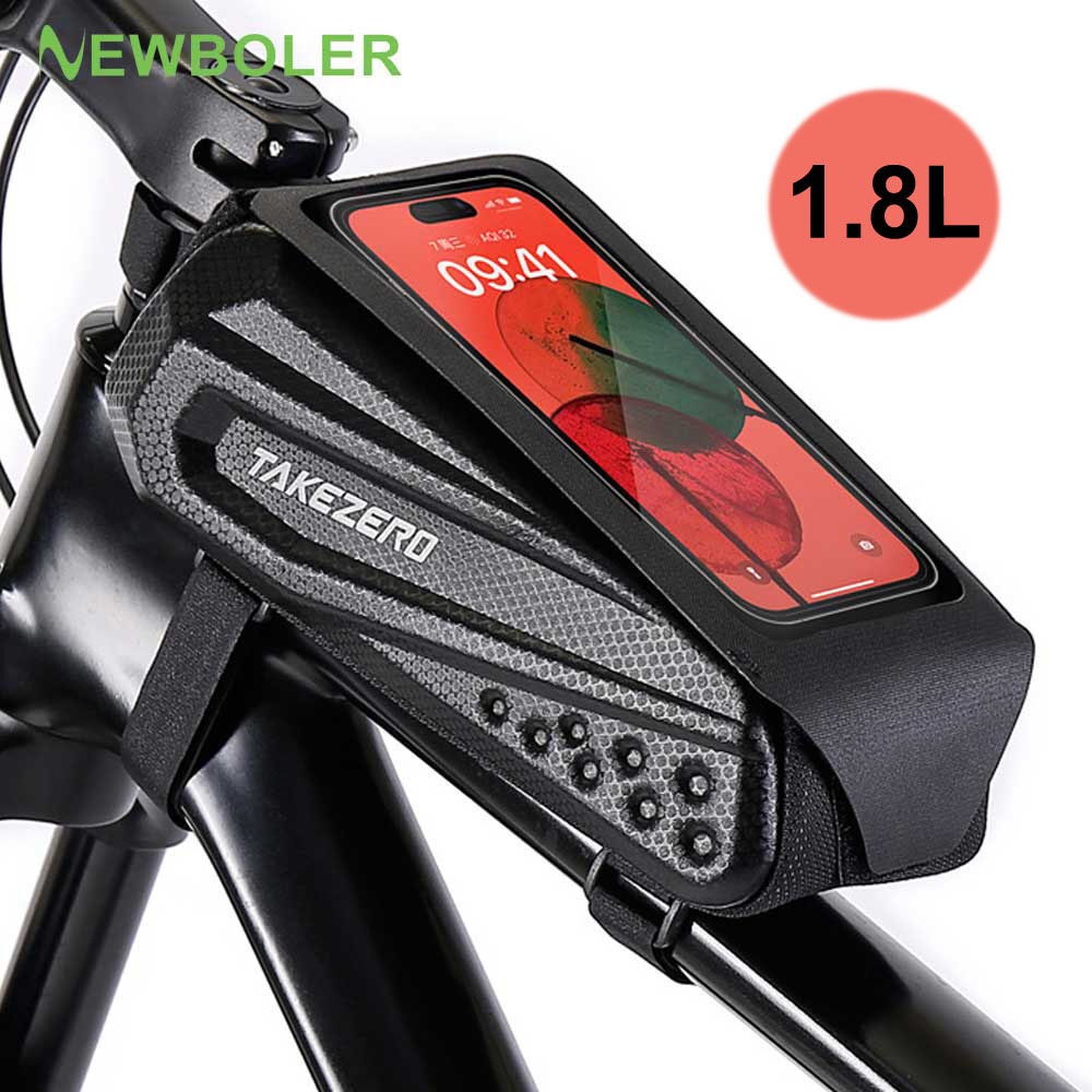 Newboler 1.8L Túi xe đạp 7.2 inch màn hình cảm ứng không thấm nước Khung sườn trước túi đi xe đạp MTB xe đạp đường trường vỏ điện thoại Phụ kiện