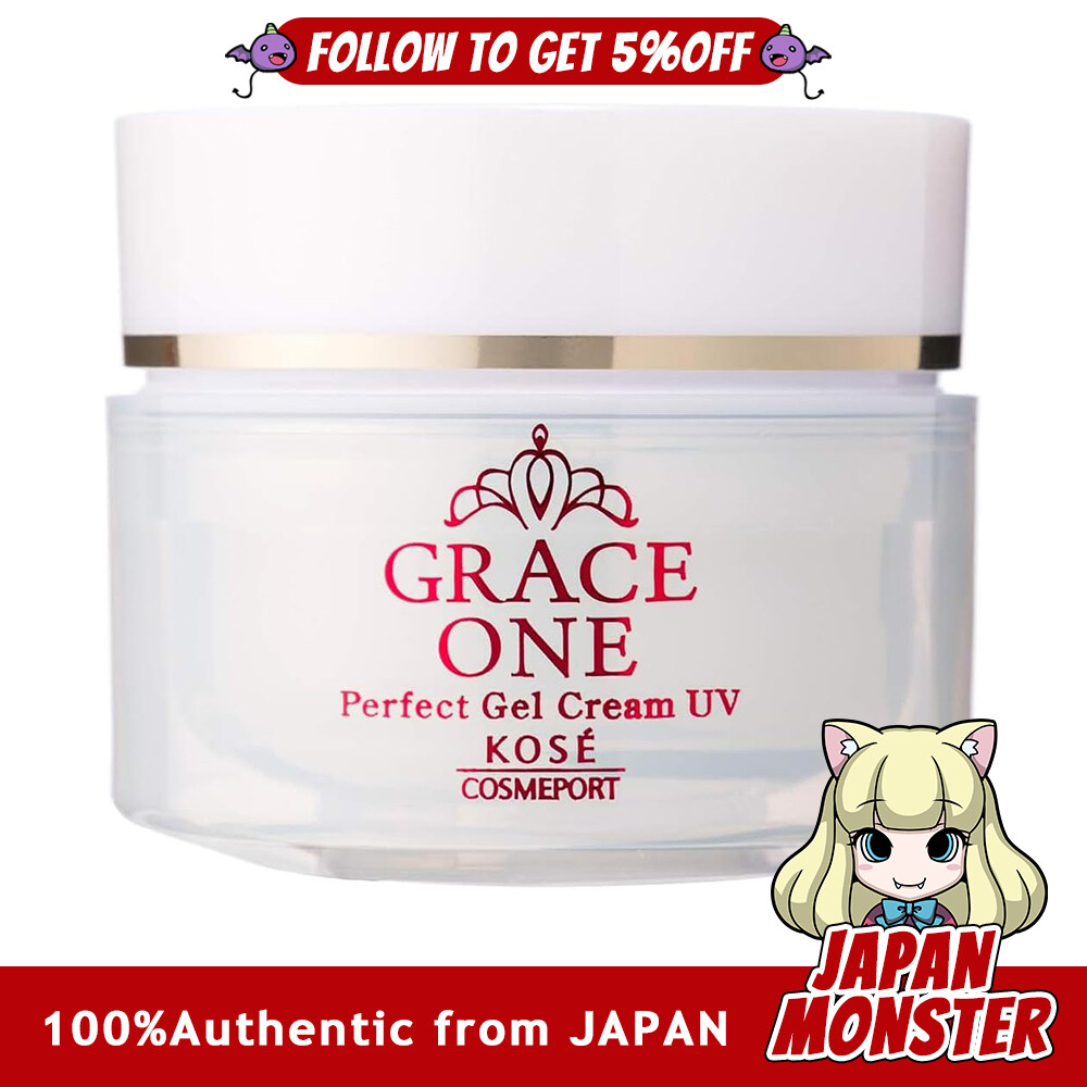 Kose Grace One Perfect Gel Cream UV 100g  All-in-One Rich Repair Gel UV SPF50+ PA++++ Contains collagen, retinol, and vitamin C for anti-aging dark spots and UV protection KOSE Japan