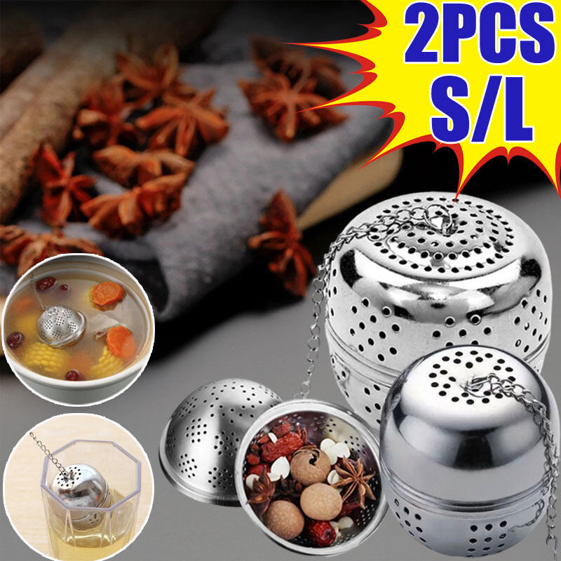 2 cái bi thép không gỉ đồ pha trà có thể treo đồ pha trà lưới bọc gia vị sàng cho ấm trà pha gia vị bóng phụ kiện nhà bếp