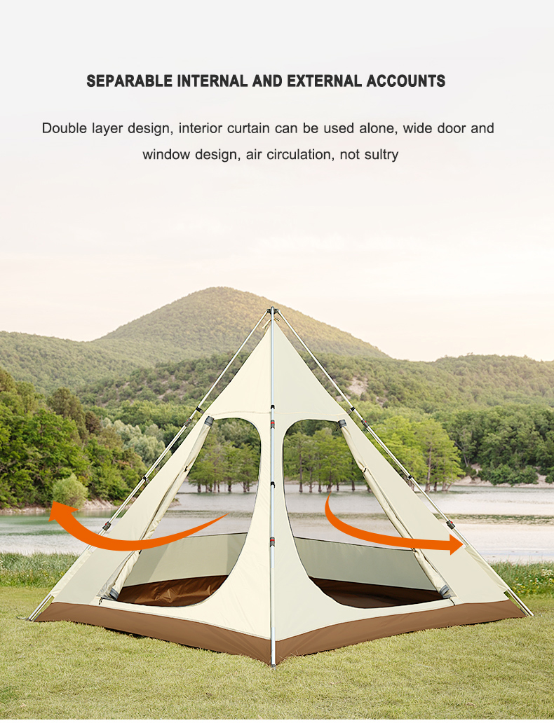 CAMEL CROWN Outdoor Exquisite Camping Tent Portable Folding Indian Pyramid Automatic Tent · v23