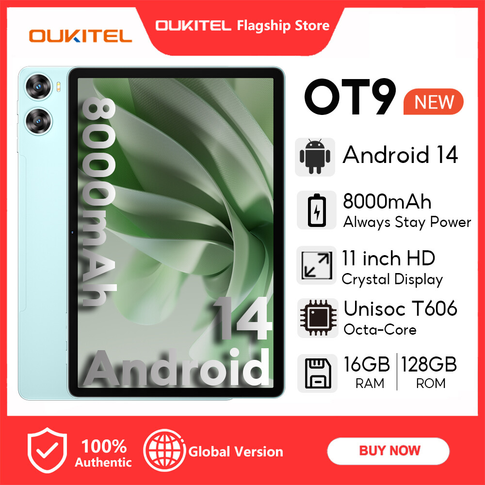 OUKITEL OT9 Android 14 16GB+128GB 11inch Crystal Display TÜV SÜD Certified Slimmer Than Tablet 8000mAh Dual Speaker Boxes 13MP+5MP Cameras Face ID Tablets ราคา 3,490 บาท*ส่งฟรี