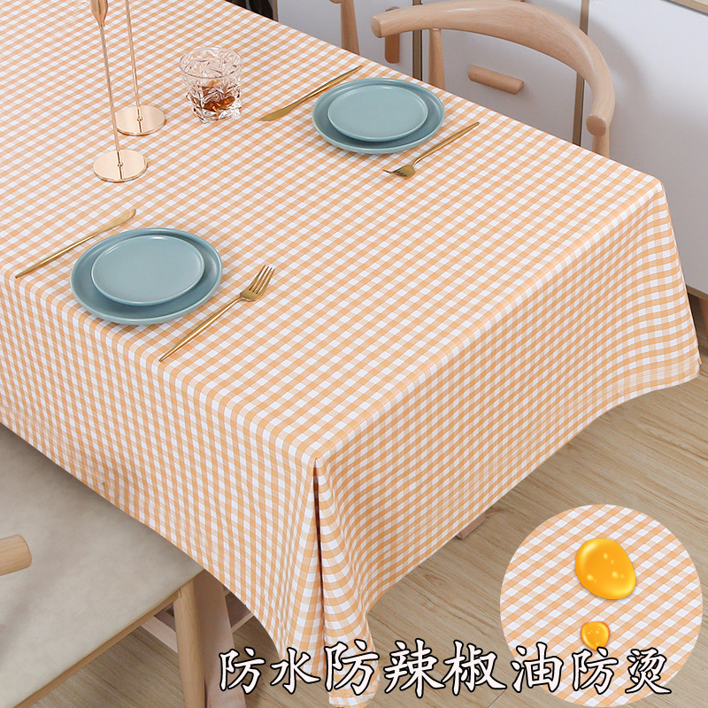 Gambar SHXUNHOOM Pvc Waterproof Anti Scald,Oil Proof,Nice Dining Table Cloth Rectangular Coffee Table Table Cloth Desk Floral Print Table Mat Small Grid Plaid