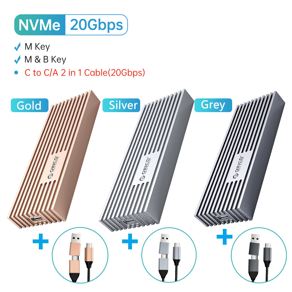 Vỏ Bọc SSD M.2 PCIe NVMe 20Gbps Bộ Chuyển Đổi Nhôm ORICO Type C Sang M-key B + M Key Vỏ Ổ Cứng Thể R