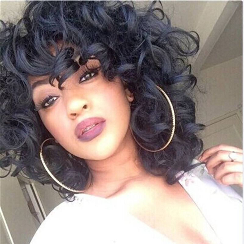 Mũ Đội Đầu Tóc Giả Nữ Châu Phi, Tóc Giả Xoăn Rộng Lớn Thực Tế Màu Đen, Mũ Đội Đầu Ngắn Phụ Kiện Đội Đầu Tóc Xoăn Ngắn