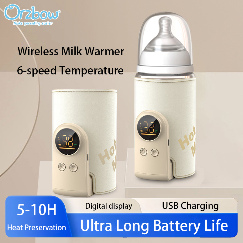 Orzbow điện lưu trữ chai cách nhiệt bao gồm phổ không dây máy hâm sữa có thể sạc qua USB bình sữa cho bé nóng