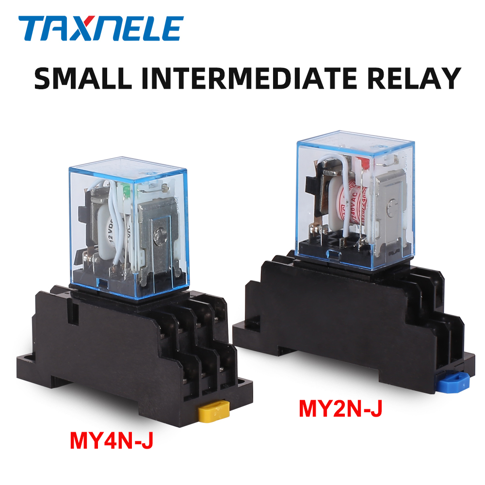 Rơ le my2nj my4nj dc 12v 24v ac110v 220v công tắc mini điện tử 5a 8 chân 14 chân rơ le điện từ siêu nhỏ có đế