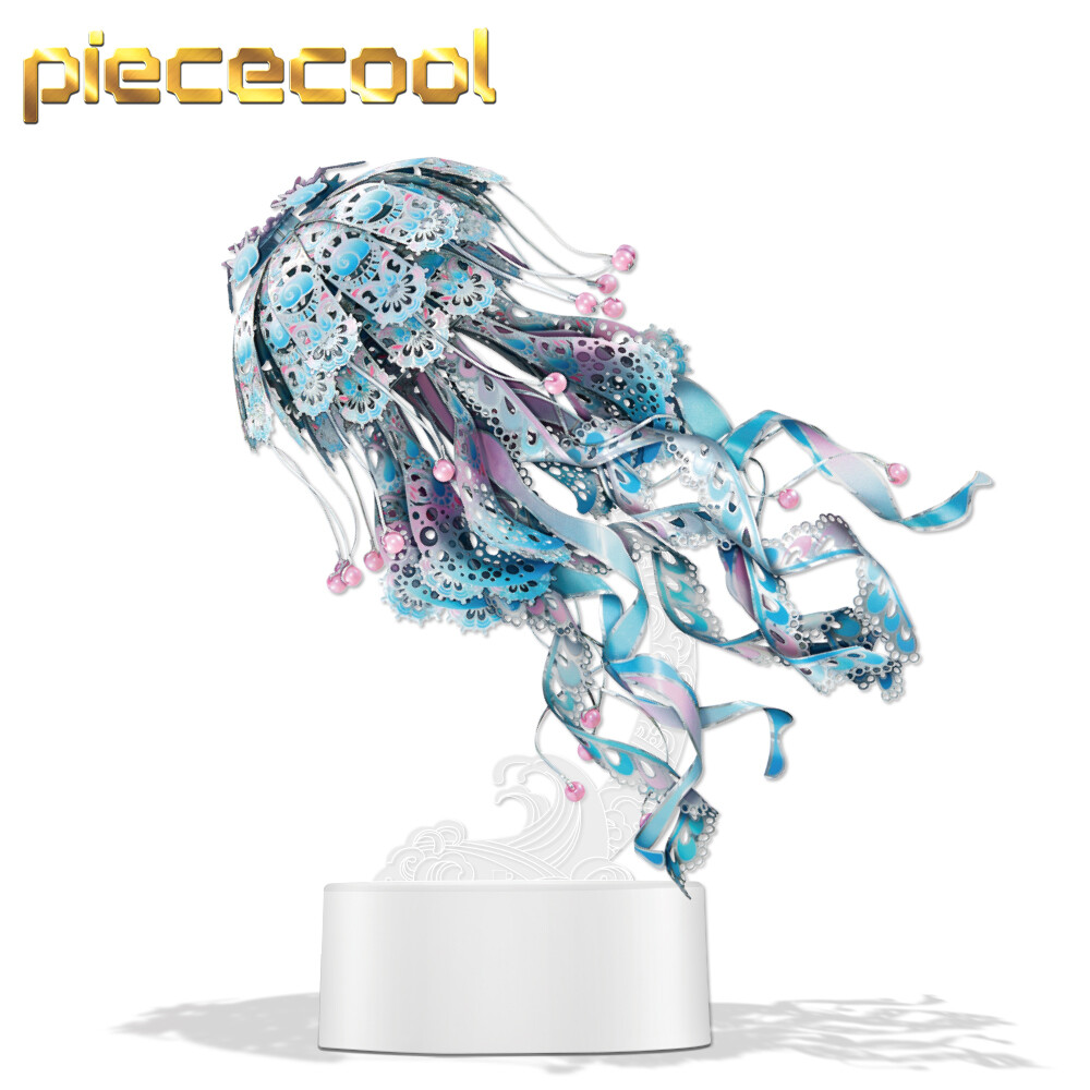 Bộ xếp hình cho người lớn 3D piececool đèn ban đêm sứa với phích cắm USB Bộ mô hình xây dựng kim loại 3D động vật đại dương nghệ thuật và thủ công tự lắp ráp