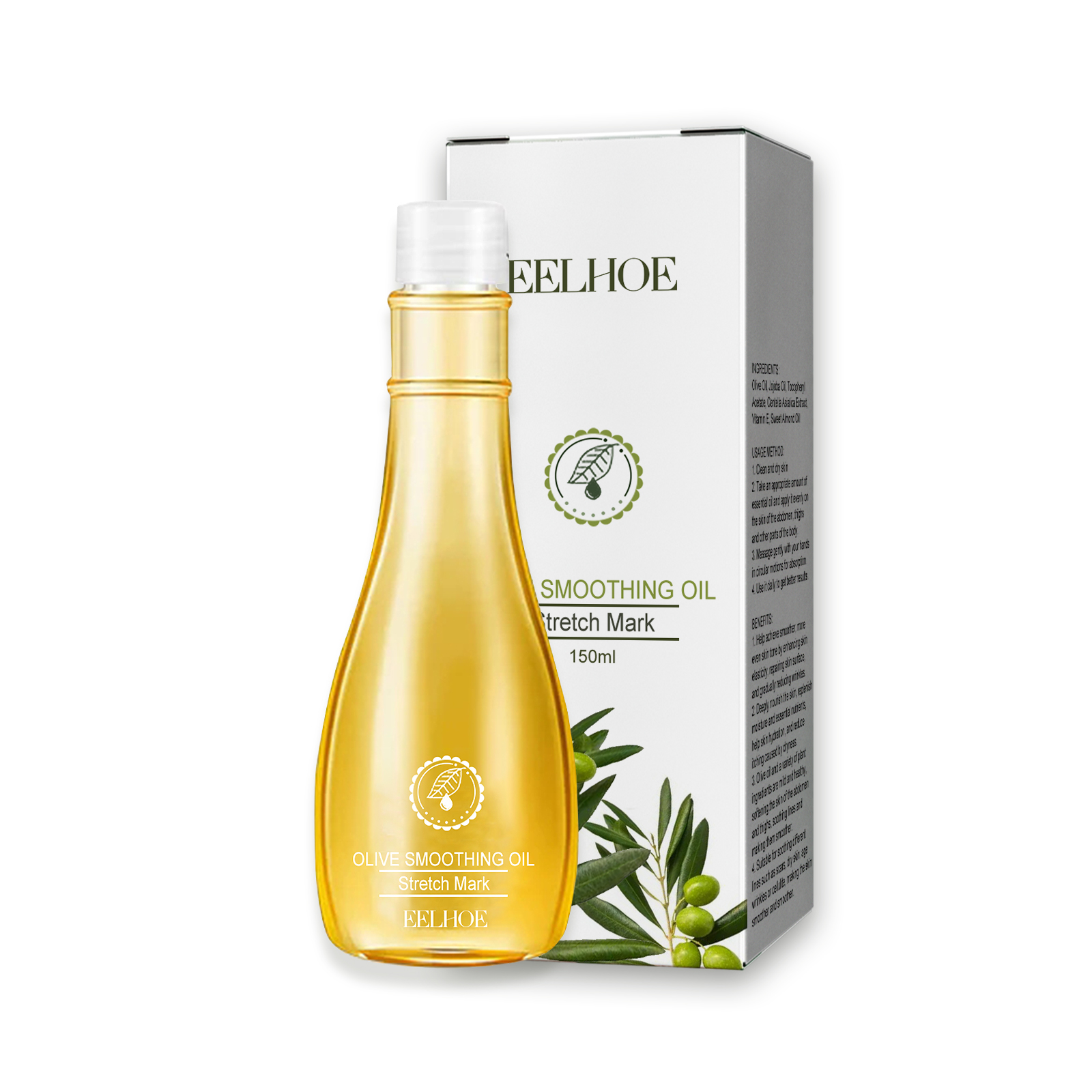 Eelhoe Olive Smoothing Oil Stretch Mark Pregnancy Scar Removal Massage Oil Anti-Wrinkle Lifting Firming Fade Scar Repair Essential Oil Remove Postpartum Pregnant Body Oils Skin Care