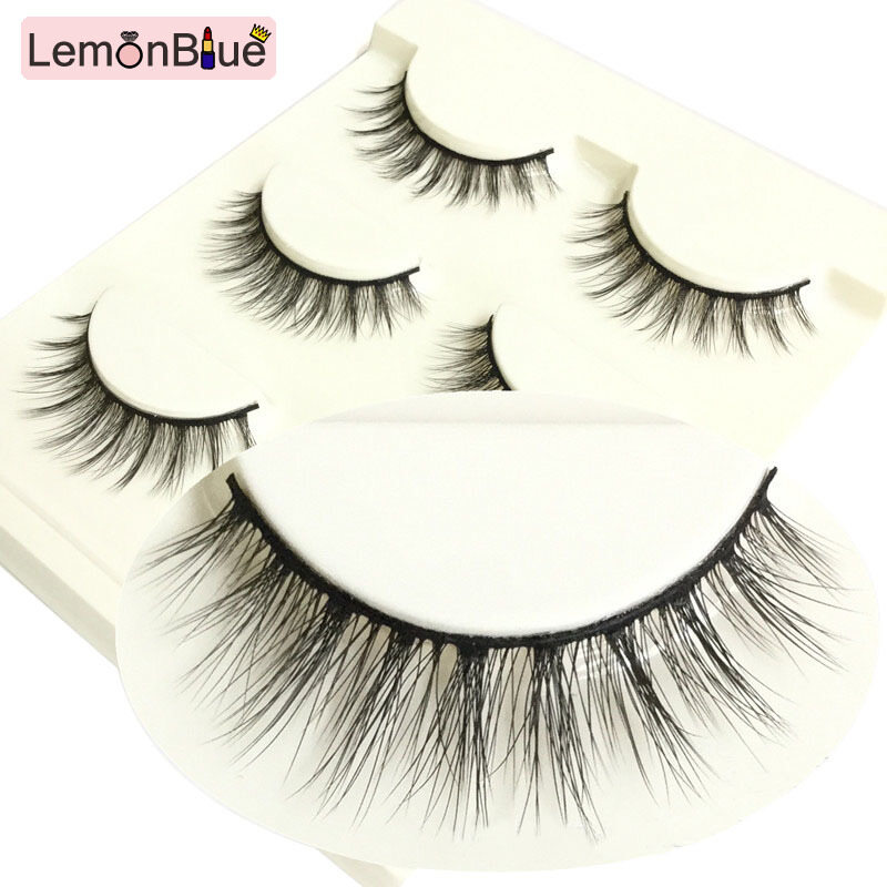 Gambar Korean New 3D False Eyelashes Multi layer Thick Crisscross Eye Lashes Wispy Natural Volume Pure Handmade Lashes Makeup
