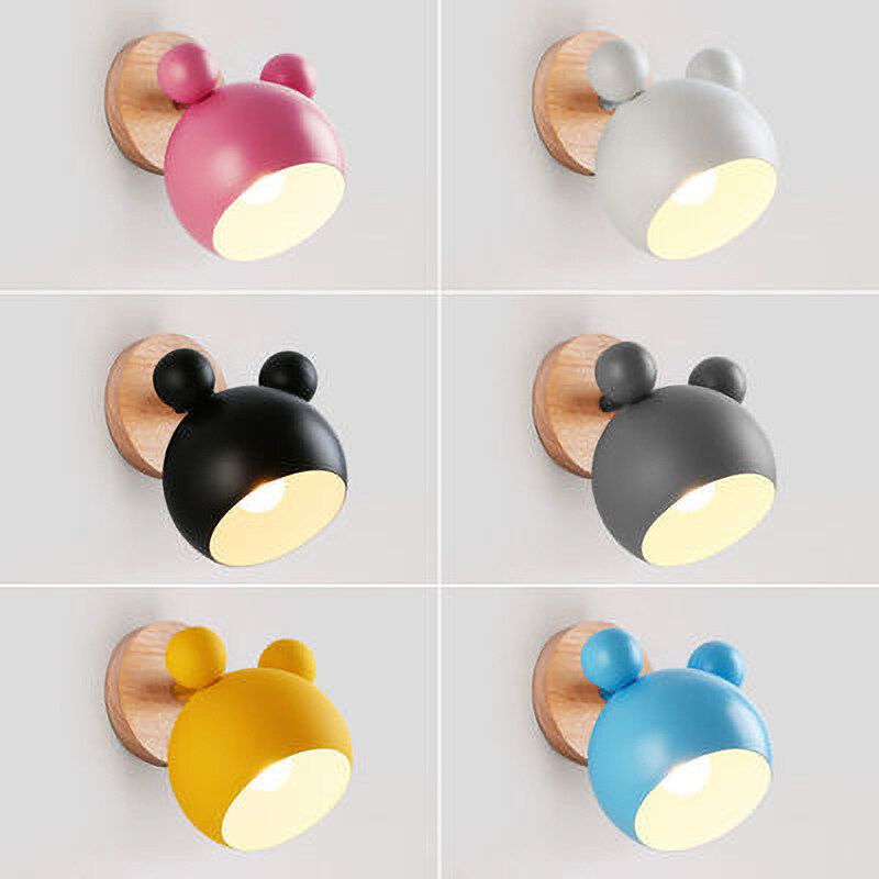 Nordic E27 LED wall lamp Mickey model lampshade sconces light indoor