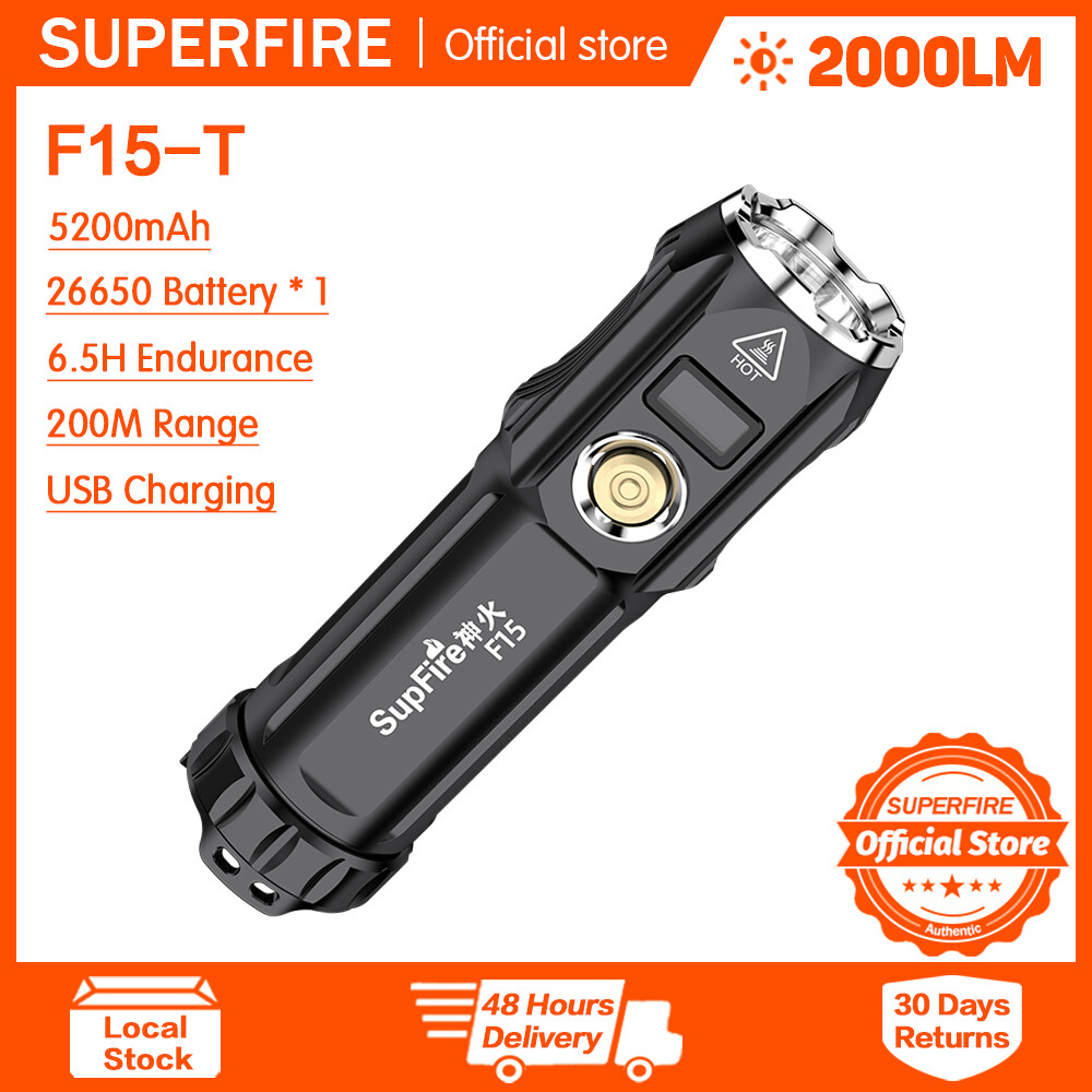 Đèn Pin SUPERFIRE Đèn pin F15 Zoom Đèn Pin Chống Nước Cầm Tay Mini Ngoài Trời 36W/P90/2000LM đèn pin siêu sáng đèn pin sạc điện