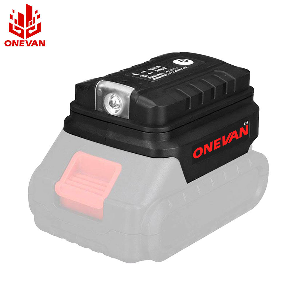 Onevan bộ chuyển đổi pin với đèn led làm việc cho pin li-on makita 14.4v/18v bl1830 bl1430 bộ chuyển đổi usb kép với đèn led cho pin makita 18v