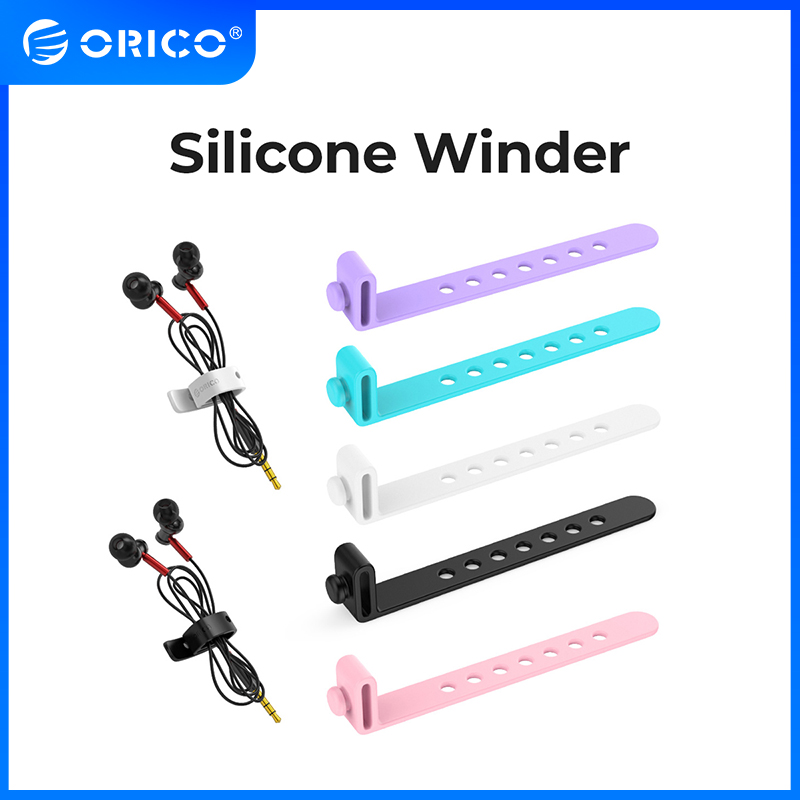 Orico dụng cụ sắp xếp lưu trữ dây cáp silicon dây cáp dữ liệu 5 cái cuộn cáp điện thoại để bàn đa năng kẹp tai nghe dụng cụ sắp xếp bộ sạc dụng cụ cố định dây quản lý