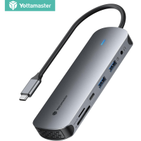 Yottamaster 10 in 1 USB C Hub 4K 60Hz Type C to HDMI VGA USB 3.0 Adapter Type C Hub Dock RJ45 SD TF Card Reader PD 100W Charger For Macbook Pro Air Notebook USB C Splitter