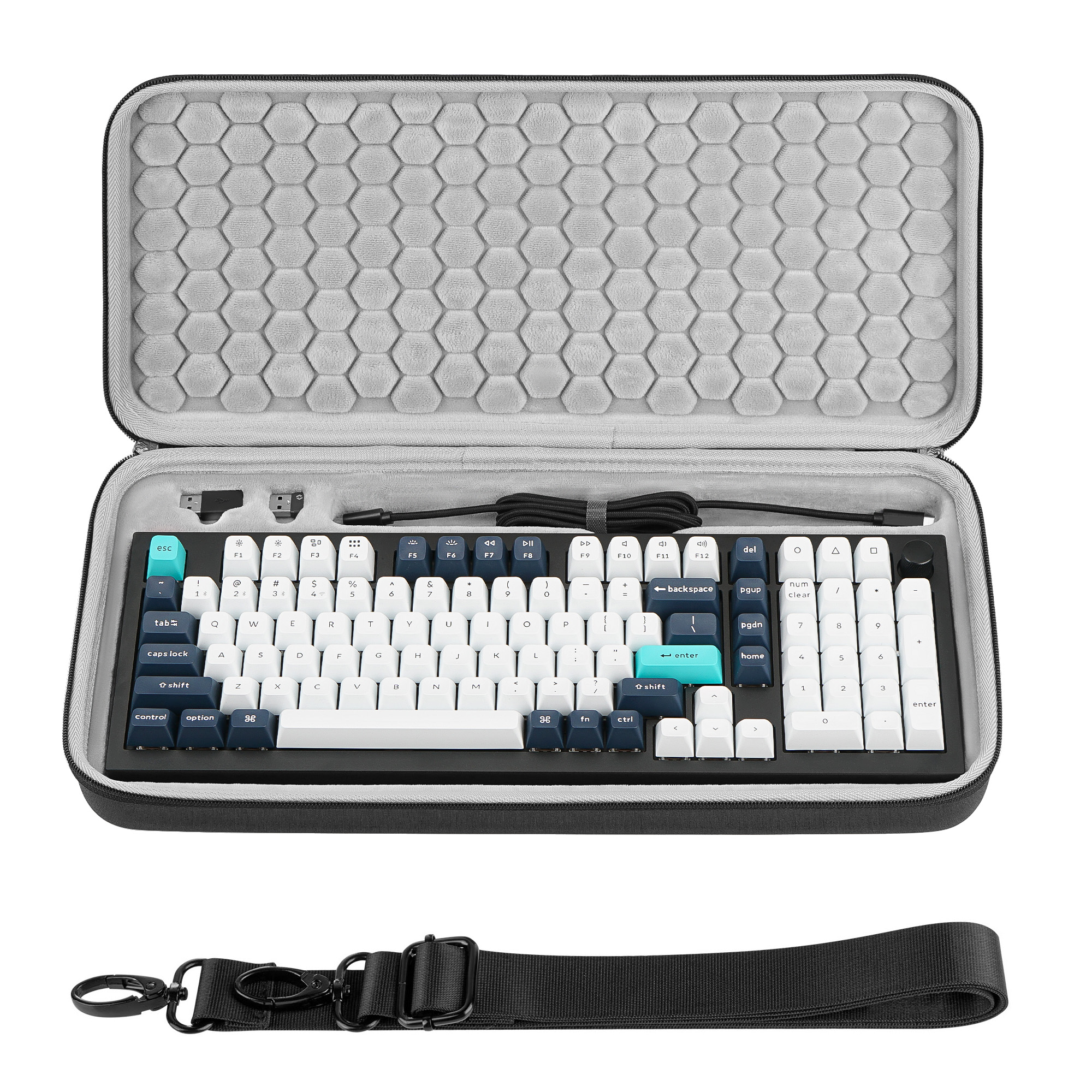 GEEKRIA 96% Keyboard Case, for Keychron Q5 HE / Q5 Max / Q5 Pro, EPOMAKER Galaxy100 / TH99, AULA S98 Pro / F99 PRO, RK ROYAL KLUDGE S98, Hard Shell Travel Carrying Bag(Dark Gray)