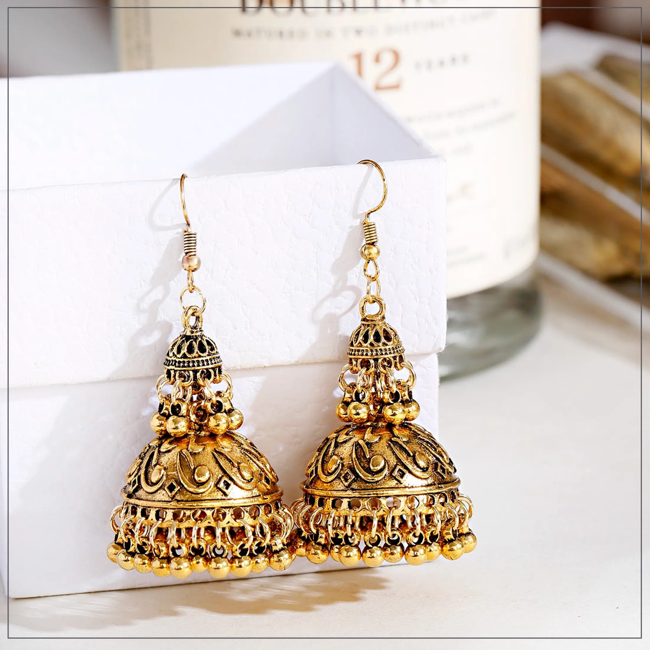 Vintage Gold Color Alloy Pendant Earrings Gold Color Birdcage Shape Bell Earrings Beads Tassel Earrings 2020 Popular Jewelry Lazada Singapore