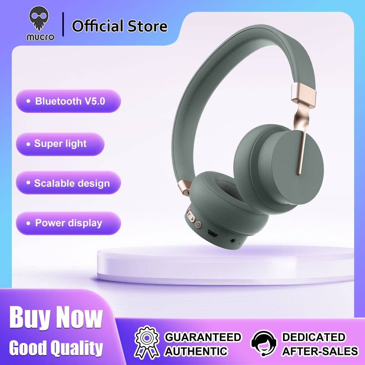 Mucro P3 Wireless 5.0 Super Bass HIFI Stereo Gaming Headset with Microphone, Support TF / FM / AUX ราคา 720 บาท*ส่งฟรี