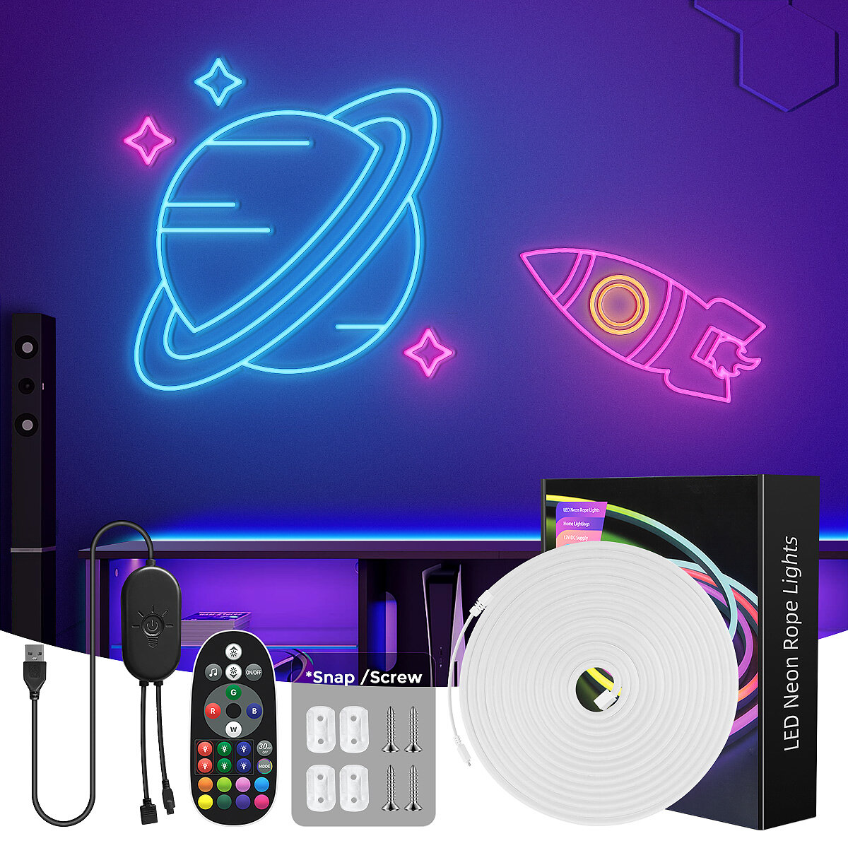 5v đèn led neon dải rgb bt & điều khiển từ xa, usb đèn led neon dải, thay đổi màu sắc, âm nhạc đồng bộ, trang trí nội thất cho bên nhà