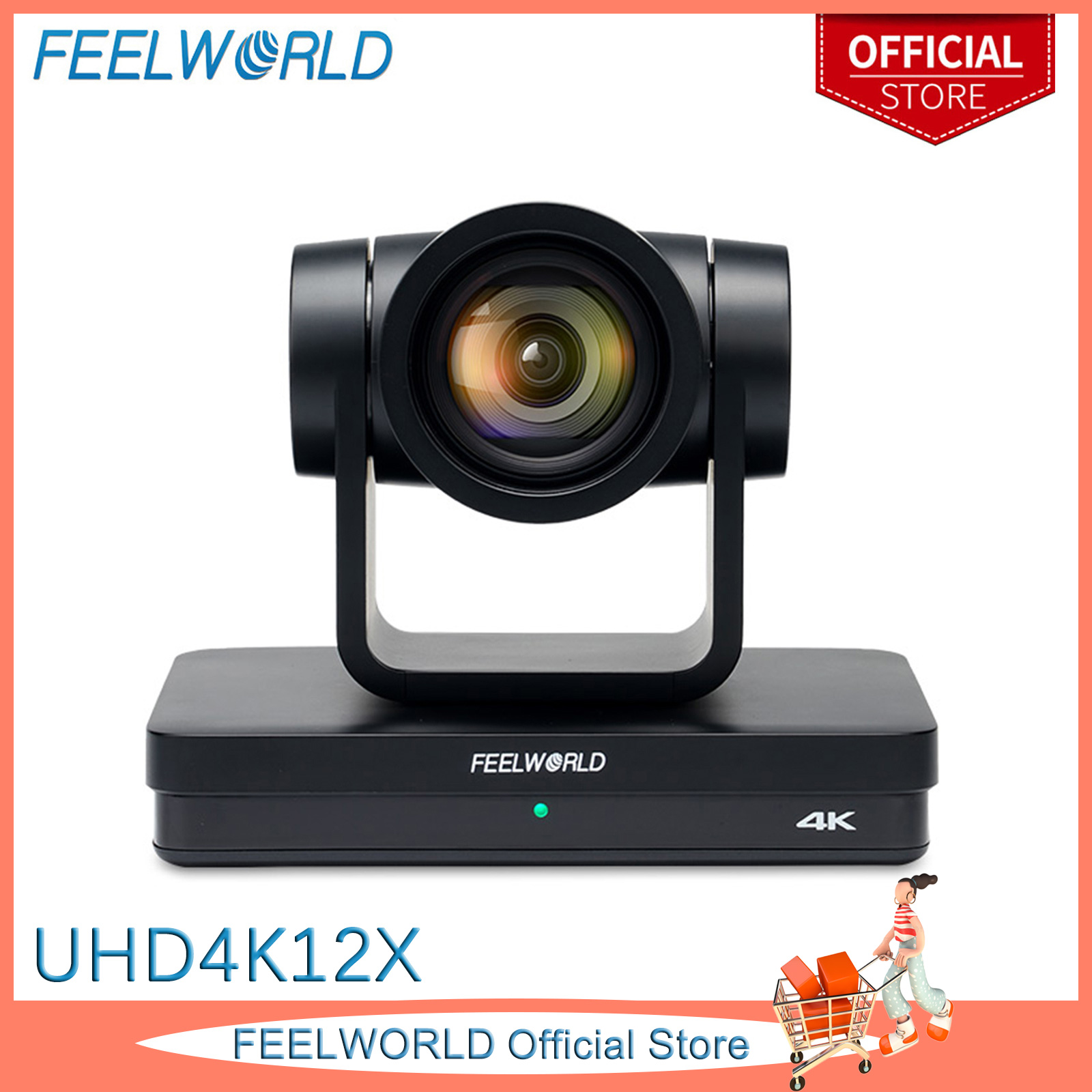 FEELWORLD UHD4K12X 4K PTZ Camera USB POE 12X Optical Pan Tilt Zoom, AI Auto Tracking Fcous SDI HDMI IP Remote Control for Live Streaming Church Video Conference Teaching ราคา 26,460 บาท*ส่งฟรี