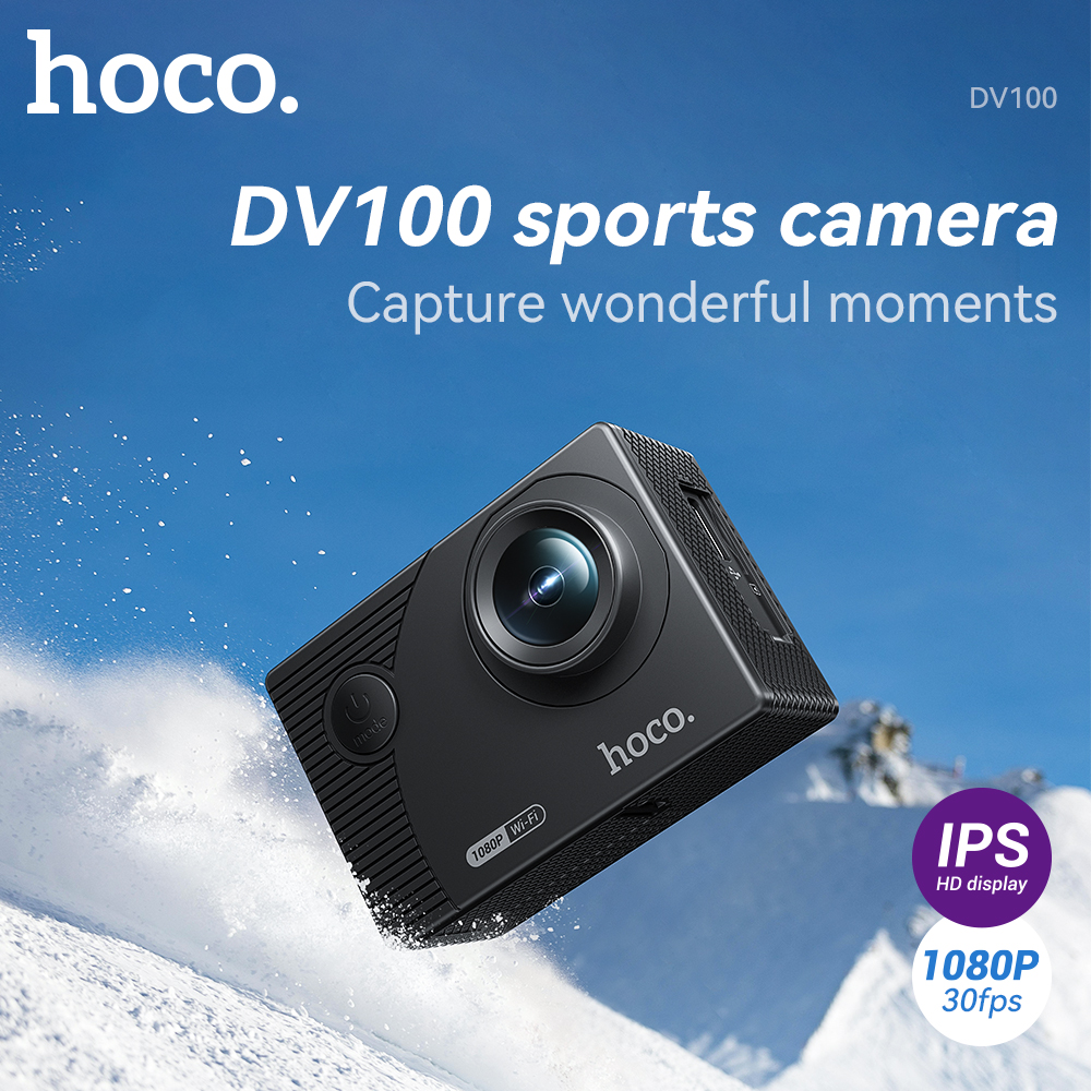 [Official 24 Hours Delivery]Hoco DV100 Sports Camera Waterproof 2.0 inch IPS HD Screen Wireless WIFI Outdoor Underwater HD 1080P Action Camera ราคา 1,500 บาท*ส่งฟรี