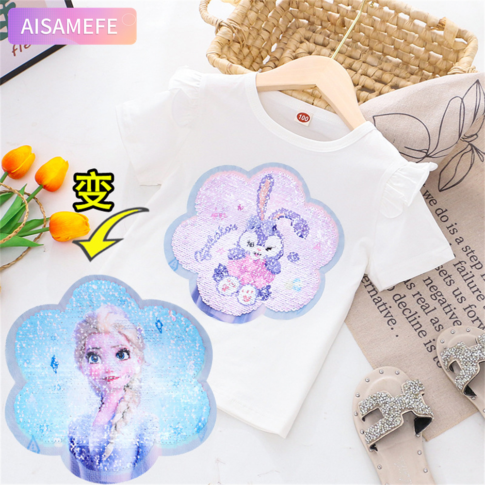 AISAMEFE Summe Girls Short Sleeve T-shirt Girls' Colorful Sequin Top StellaLou Princess Transforms into Each Other The Most Fashionable ราคา 208 บาท*ส่งฟรี