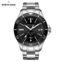 NORTH EDGE นาฬิกาผู้ชายสไตล์ Luxury กระจก Sapphire ขนาด 42MM กลไก อัตโนมัติ เข็มเรืองแสง ตัวเรือนสแตนเลส 316L ฝาหลังโปร่งใส กันน้ำ 100M ANCHOR