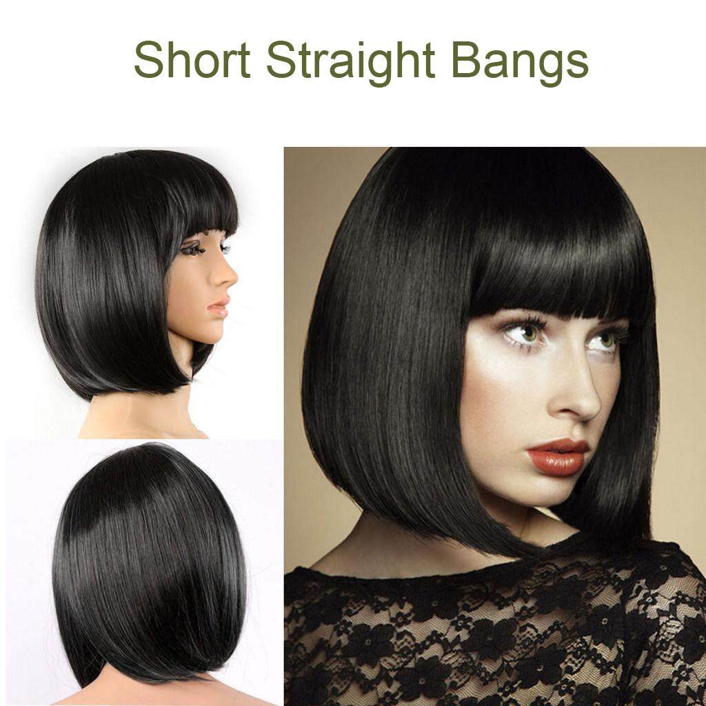 Lady Hair Extensions Wigs Girl Bangs Full Women Short Straight