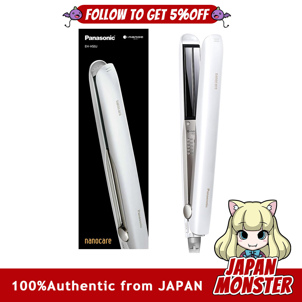 Panasonic EH HS0J W Hair Iron for Straightening Nanocare Overseas Compatible White Heater Time saving Sustainability up Grip Straight