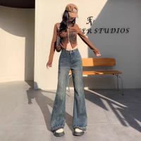 Daduhey New American Ins High Street Micro-flare Jeans Niche High Waist Loose Wide Leg Pants plus Size Trousers